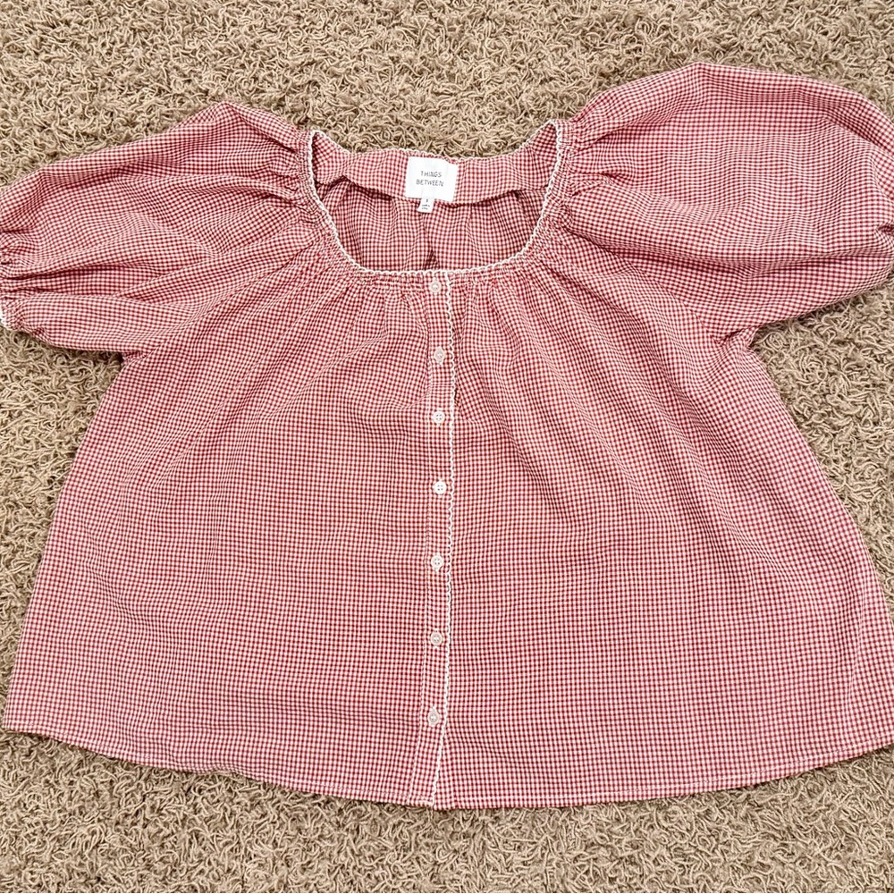 Things Between Red Gingham Blouse